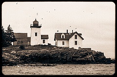 Weathered Indian Island Light in Maine - Sepia Tone